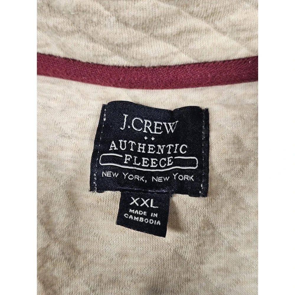 J.Crew Authentic Fleece Quilted Quarter Zip Pullover Oatmeal‎ Men's XXL